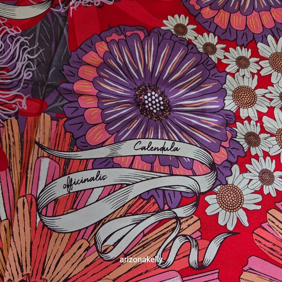 NWT Silk Twill Scarf Hand-Rolled Pineda Covalin Herbalist Flowers - Picture 9 of 16